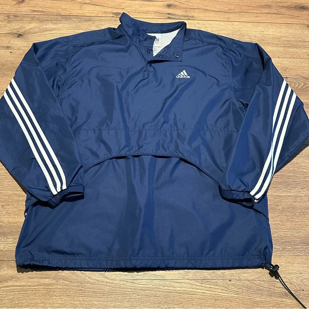 Vintage‎ 90s Adidas Men’s Navy Pullover Windbreaker Jacket L